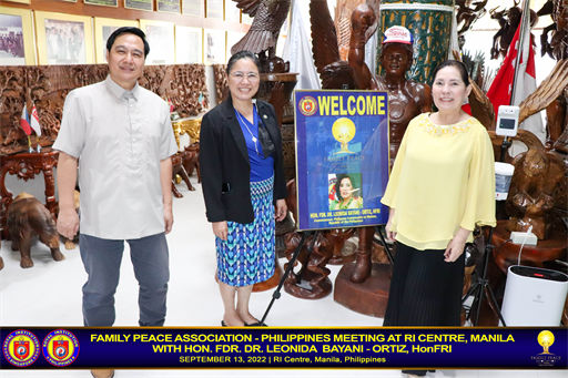 Family Peace Association - Philippines meeting at RI Centre, Manila with Hon. FDr. Dr. Leonida Bayani - Ortiz, HonFRI