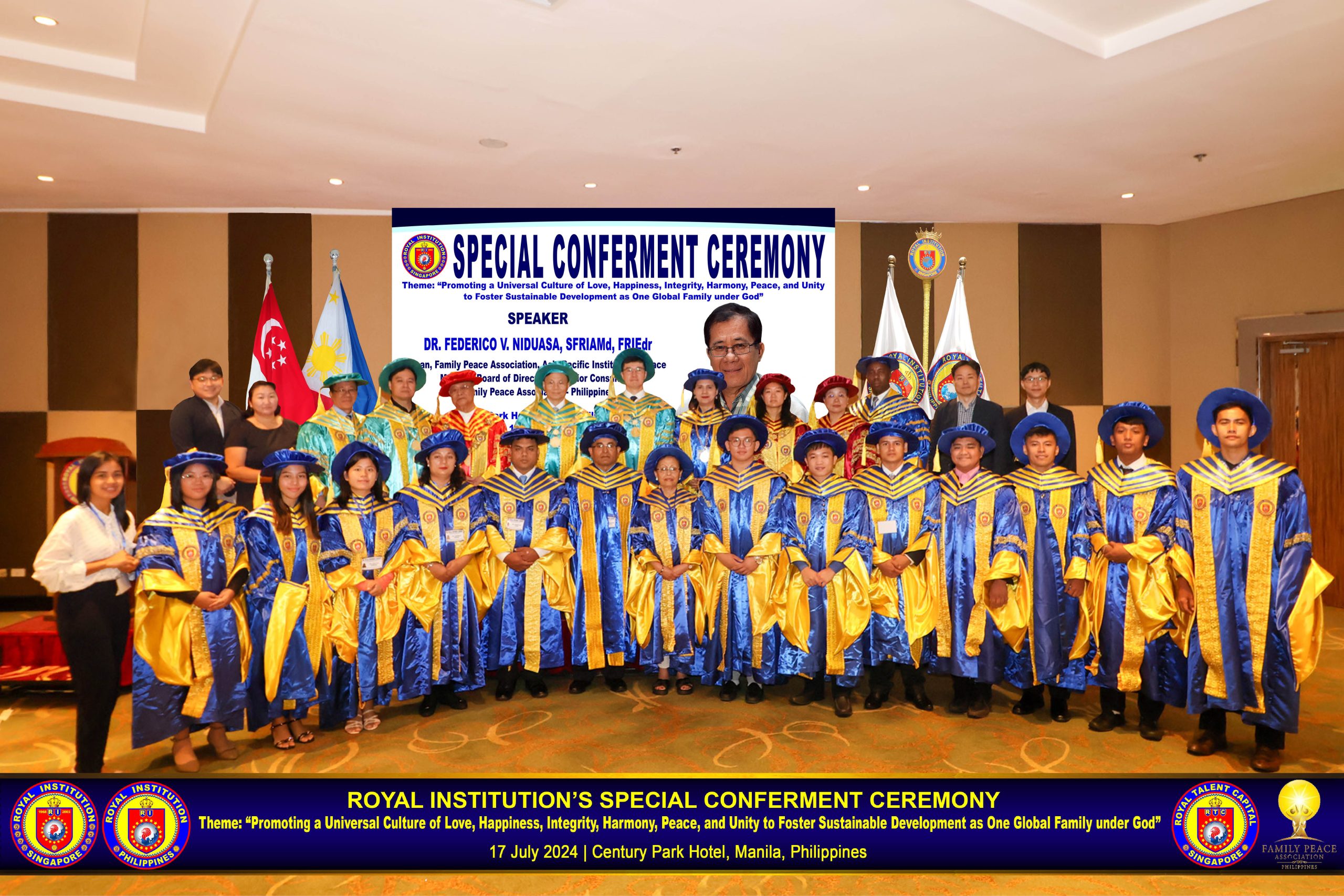 ROYAL INSTITUTION HOLDS ITS SPECIAL CONFERMENT CEREMONY IN COLLABORATION WITH THE FAMILY PEACE ASSOCIATION (FPA) – PHILIPPINES