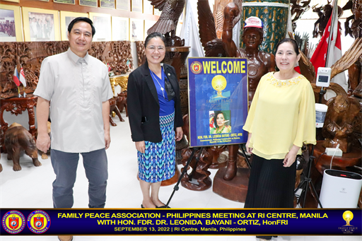 Family Peace Association - Philippines meeting at RI Centre, Manila with Hon. FDr. Dr. Leonida Bayani-Ortiz, HonFRI