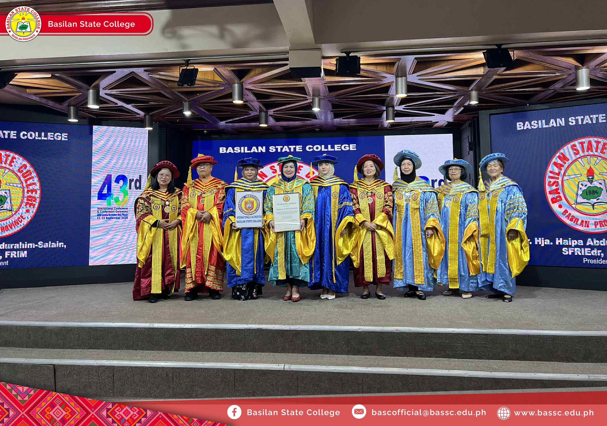 Basilan State College Strengthens Global Presence at Royal Institution, Singapore 43rd International Conference and Conferment Ceremony