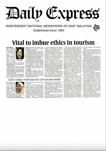 Daily Express Vital to imbue ethics in tourism