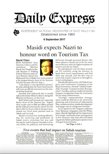 Daily Express - Masi di expectsNazri to honour word on Tourist Tax
