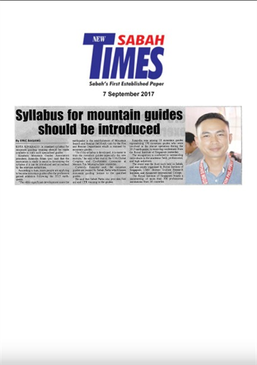 New Sabah Times - Syllabus for mountain guides should be introduced