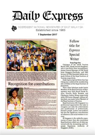 Daily Express - Recognition for contributions/Fellow title for Express Special Writer