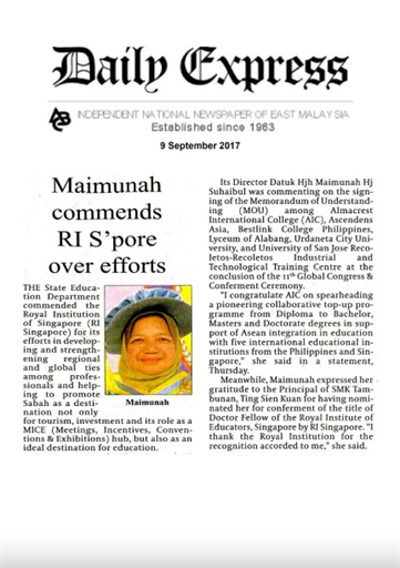 Daily Express - Maimunah commends RI Singapore over efforts