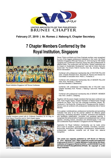 UAP Brunei Chapter - 7 Chapter Members Conferred by the Royal Institution, Singapore