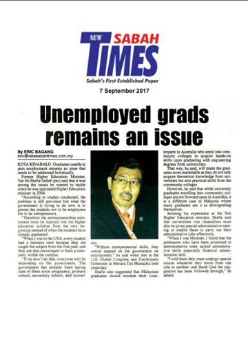 New Sabah Times - Unemployed grads remains an issue